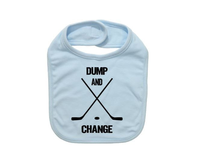 Baby Hockey Bib, Dump And Change. Baby Shower, Gift For Baby, Newborn Bib, Funny Infant Bib, Hockey Baby, Hockey Bibs, Cute Newborn Bibs - Chase Me Tees LLC