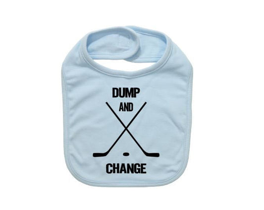 Baby Hockey Bib, Dump And Change. Baby Shower, Gift For Baby, Newborn Bib, Funny Infant Bib, Hockey Baby, Hockey Bibs, Cute Newborn Bibs - Chase Me Tees LLC