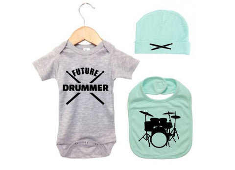 Drummer Onesie, Baby Drummer Bodysuit, Drummer Bundle, Drumming Baby Outfit, Drum Onesie, Music Baby Outfit, Baby Announcement, Baby Shower - Chase Me Tees LLC