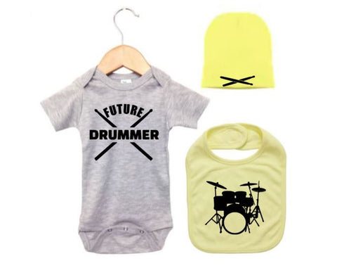 Drummer Onesie, Baby Drummer Bodysuit, Drummer Bundle, Drumming Baby Outfit, Drum Onesie, Music Baby Outfit, Baby Announcement, Baby Shower - Chase Me Tees LLC