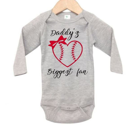 Baseball Onesie, Daddy's Biggest Fan, Baby Announcement, Baseball Bodysuit, Baseball Dad, Baby Reveal, Baseball Baby, Newborn Baseball, Cute - Chase Me Tees LLC