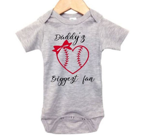 Baseball Onesie, Daddy's Biggest Fan, Baby Announcement, Baseball Bodysuit, Baseball Dad, Baby Reveal, Baseball Baby, Newborn Baseball, Cute - Chase Me Tees LLC