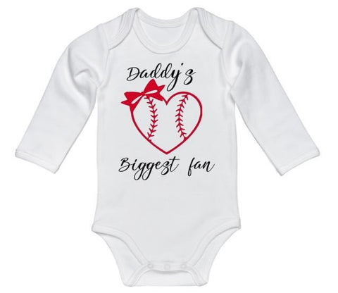 Baseball Onesie, Daddy's Biggest Fan, Baby Announcement, Baseball Bodysuit, Baseball Dad, Baby Reveal, Baseball Baby, Newborn Baseball, Cute - Chase Me Tees LLC