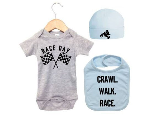 Dirt Bike Onesie, Dirt Bike Bundle, Baby Shower Gift, Motocross Onesie, Race Day, Crawl Walk Ride, Dirt Bike Bodysuit, Dirt Bike Baby, Cute - Chase Me Tees LLC