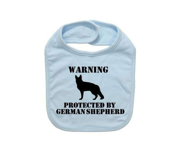 Baby German Shepherd Bib, Warning Protected By German Shepherd, Baby Shower, Gift For Baby, Newborn Bibs, German Shepherd Bib, Infant Bib - Chase Me Tees LLC