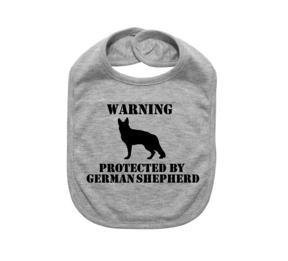 Baby German Shepherd Bib, Warning Protected By German Shepherd, Baby Shower, Gift For Baby, Newborn Bibs, German Shepherd Bib, Infant Bib - Chase Me Tees LLC