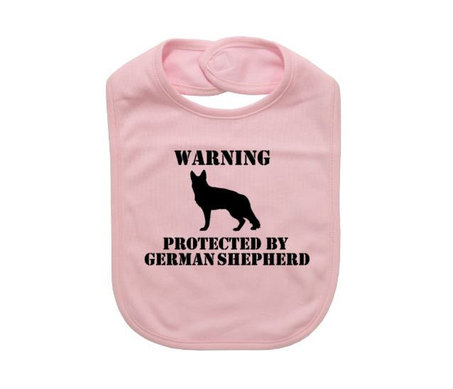 Baby German Shepherd Bib, Warning Protected By German Shepherd, Baby Shower, Gift For Baby, Newborn Bibs, German Shepherd Bib, Infant Bib - Chase Me Tees LLC