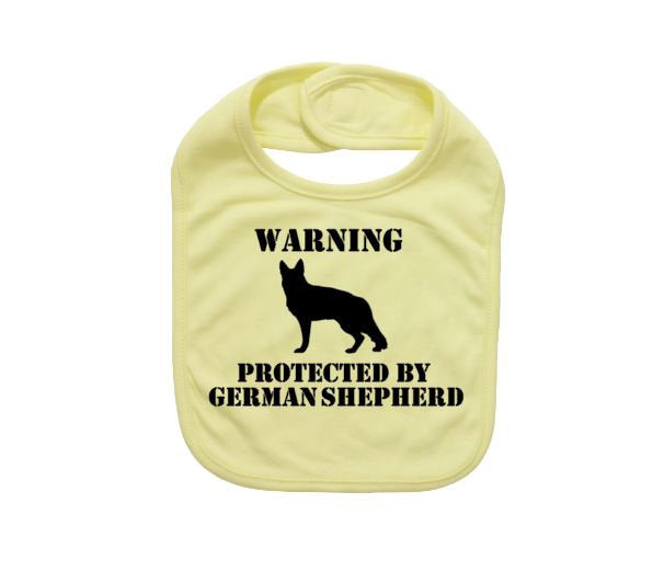 Baby German Shepherd Bib, Warning Protected By German Shepherd, Baby Shower, Gift For Baby, Newborn Bibs, German Shepherd Bib, Infant Bib - Chase Me Tees LLC
