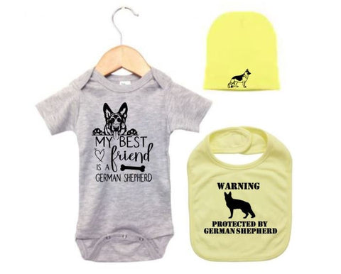 German Shepherd Onesie, German Shepherd Bundle, Newborn German Shepherd, Baby German Shepherd Outfit, German Shepherd Apparel, Baby Shower - Chase Me Tees LLC