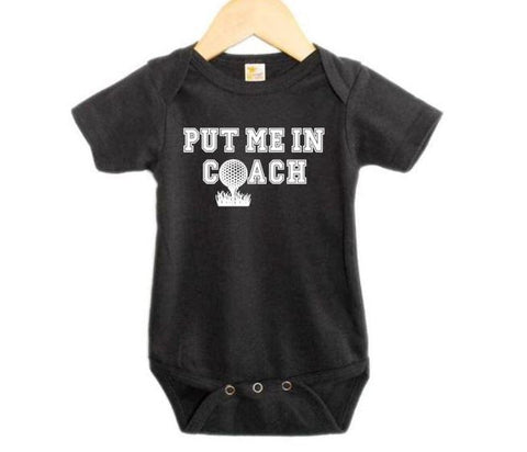 Golf Onesie, Put Me In Coach, Golfing Bodysuit, Baby Golfing Outfit, Golf Apparel, Golf Baby, Golf Romper, Shower Gift, Infant Golfing, Cute - Chase Me Tees LLC
