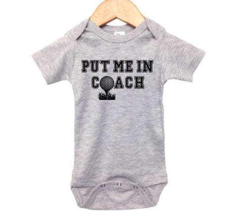 Golf Onesie, Put Me In Coach, Golfing Bodysuit, Baby Golfing Outfit, Golf Apparel, Golf Baby, Golf Romper, Shower Gift, Infant Golfing, Cute - Chase Me Tees LLC