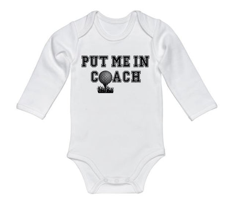 Golf Onesie, Put Me In Coach, Golfing Bodysuit, Baby Golfing Outfit, Golf Apparel, Golf Baby, Golf Romper, Shower Gift, Infant Golfing, Cute - Chase Me Tees LLC