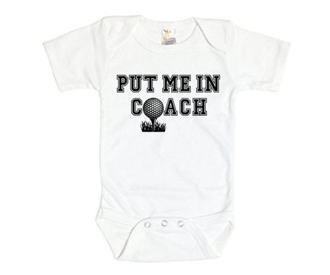 Golf Onesie, Put Me In Coach, Golfing Bodysuit, Baby Golfing Outfit, Golf Apparel, Golf Baby, Golf Romper, Shower Gift, Infant Golfing, Cute - Chase Me Tees LLC