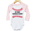 Raglan Baseball Onesie, My First Baseball Season, Baseball Onesie, Baseball Bodysuit, Baseball Romper, Newborn Baseball, Infant Baseball - Chase Me Tees LLC