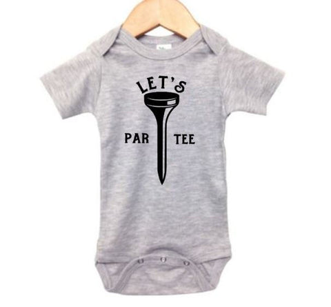 Golfing Baby Onesie, Let's Par Tee, Golf Bodysuit, Newborn Golfing Outfit, Golfing Romper, Baby Golfing Onesie, Golf Apparel, Baby Shower - Chase Me Tees LLC