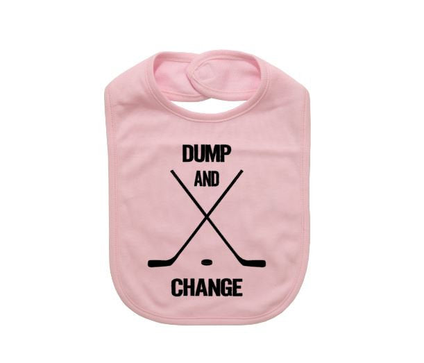 Baby Hockey Bib, Dump And Change. Baby Shower, Gift For Baby, Newborn Bib, Funny Infant Bib, Hockey Baby, Hockey Bibs, Cute Newborn Bibs - Chase Me Tees LLC