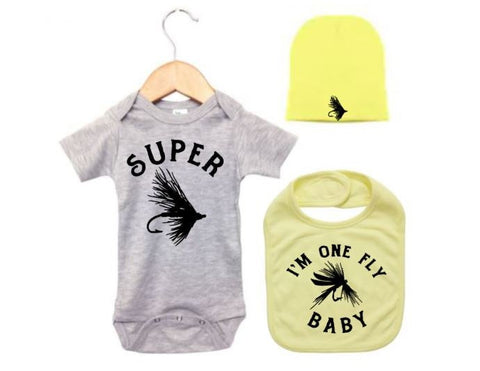 Fly Fishing Onesie, Fly Fishing Baby Outfit, Baby Shower, Gift For Baby, Super Fly, Fishing Gift Set, Baby Fly Fishing, Infant Fishing, Fish - Chase Me Tees LLC