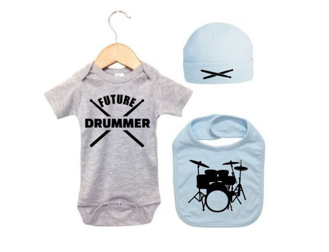 Drummer Onesie, Baby Drummer Bodysuit, Drummer Bundle, Drumming Baby Outfit, Drum Onesie, Music Baby Outfit, Baby Announcement, Baby Shower - Chase Me Tees LLC