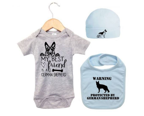 German Shepherd Onesie, German Shepherd Bundle, Newborn German Shepherd, Baby German Shepherd Outfit, German Shepherd Apparel, Baby Shower - Chase Me Tees LLC