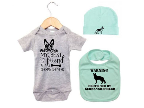 German Shepherd Onesie, German Shepherd Bundle, Newborn German Shepherd, Baby German Shepherd Outfit, German Shepherd Apparel, Baby Shower - Chase Me Tees LLC