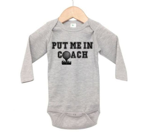 Golf Onesie, Put Me In Coach, Golfing Bodysuit, Baby Golfing Outfit, Golf Apparel, Golf Baby, Golf Romper, Shower Gift, Infant Golfing, Cute - Chase Me Tees LLC