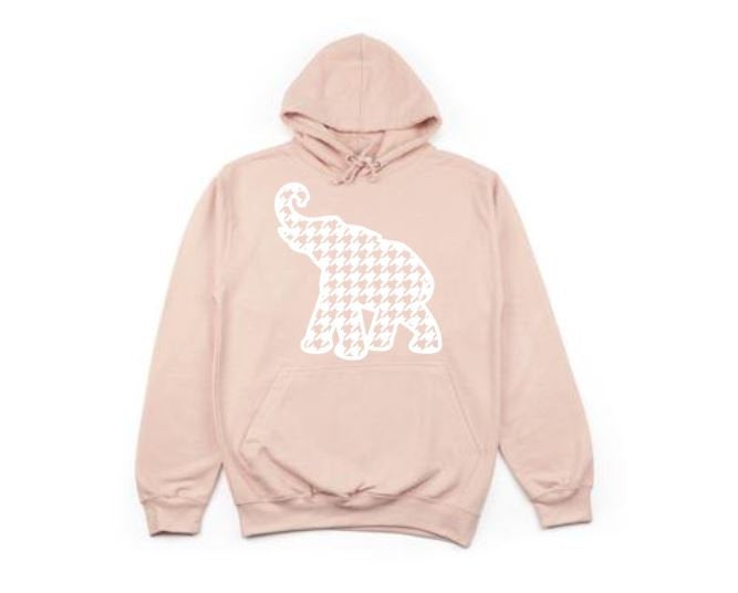 Unisex Hoodie, Houndstooth Elephant, Roll Tide Apparel, Alabama Hoodie, Alabama Football, Sports Hoodie, Football Hoodie, Alabama Apparel - Chase Me Tees LLC