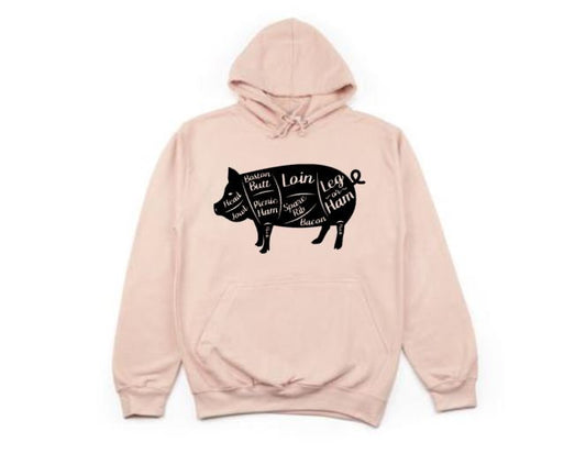 Pig Apparel, Pig Cuts, Unisex Hoodie, Farm Apparel, Pig Hoodie, Gift For Pig Lover, Pig Farmer, Gift For Him, Pigs, Gift For Her, Humor - Chase Me Tees LLC