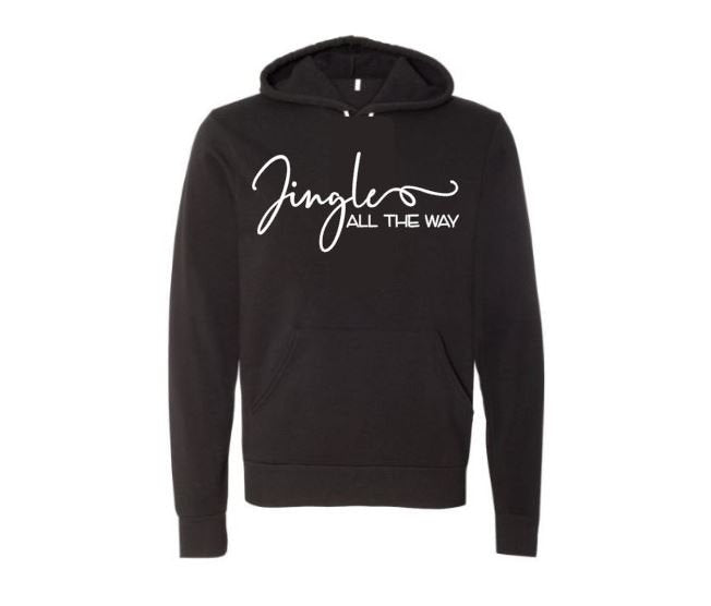 Christmas Hoodie, Jingle All The Way, Christmas Apparel, Unisex Hoodies, Festive, Seasons Greetings, Gift For Her, Holiday Hoodie, HO HO HO - Chase Me Tees LLC