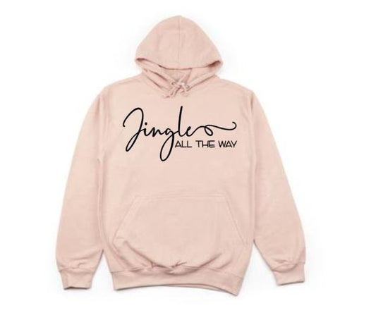 Christmas Hoodie, Jingle All The Way, Christmas Apparel, Unisex Hoodies, Festive, Seasons Greetings, Gift For Her, Holiday Hoodie, HO HO HO - Chase Me Tees LLC