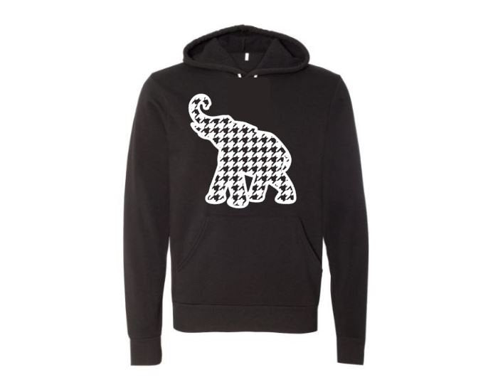 Unisex Hoodie, Houndstooth Elephant, Roll Tide Apparel, Alabama Hoodie, Alabama Football, Sports Hoodie, Football Hoodie, Alabama Apparel - Chase Me Tees LLC