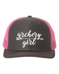 Archery Girl, Archery Hat, Women's Archery Hat, Ladies Hunting, Baseball Cap, Women's Cap, Archery Cap, Gift For Her, Adjustable, White Text - Chase Me Tees LLC