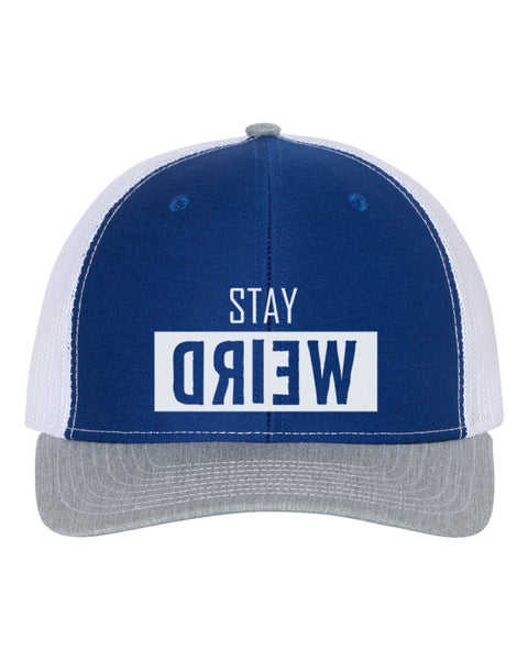 Stay Weird, Trucker Hat, Weird, Gift For Him, Stay Weird Hat, Funny Hats, Inspirational, Snapback Hat, Adjustable, Gift For Her, White Text - Chase Me Tees LLC
