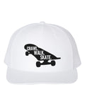 Skateboard Hat, Crawl Walk Skate, Skating Hat, GIft For Skateboarder, Skateboard Apparel, Snapback, 10 Different Colors!, Black Text, - Chase Me Tees LLC