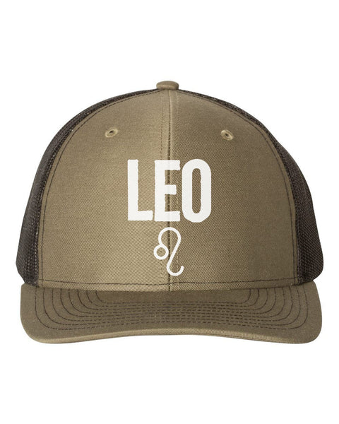 Leo Hat, Leo, Trucker Hat, Adjustable, 10 Different Colors!, Leo Cap, Gift For Leo, Horoscope Hat, Astrology Hat, Taurus Apparel, White Text - Chase Me Tees LLC