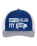 Bacon Hat, Don't Go Bacon My Heart, Bacon Lover, Bacon Apparel, Gift For Bacon Lover, Trucker Hat, Adjustable, 10 Colors, White Text - Chase Me Tees LLC