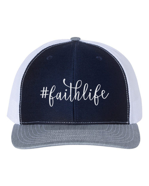 Christian Hat, #Faithlife, Christian Snapback, Faith Hat, Adjustable, Jesus Apparel, Ministry, Church Hat, Trucker Hat, Faith, White Text - Chase Me Tees LLC