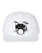 Drummer Hat, Drumset, Gift For Drummer, Percussion, Drumming Hat, Drummer Apparel, Musician Cap, Trucker Hat, Adjustable, White Text - Chase Me Tees LLC