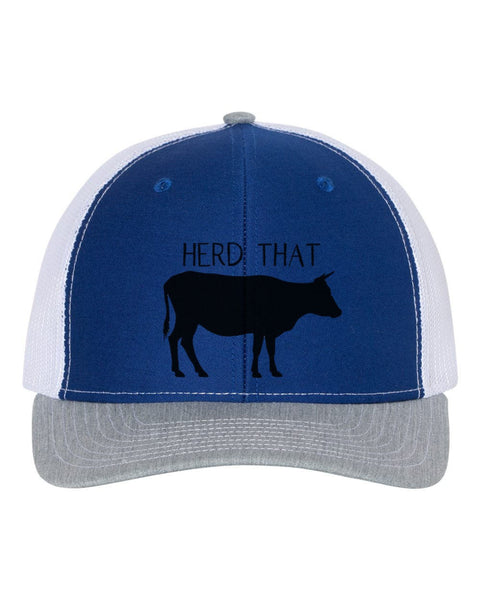 Cattle Hat, Herd That, Dairy Cattle, Beef Hat, Cattle Farmer Hat, Farm Hat, Trucker Hat, Baseball Cap, 10 Color Options!, Cows, Black Text - Chase Me Tees LLC