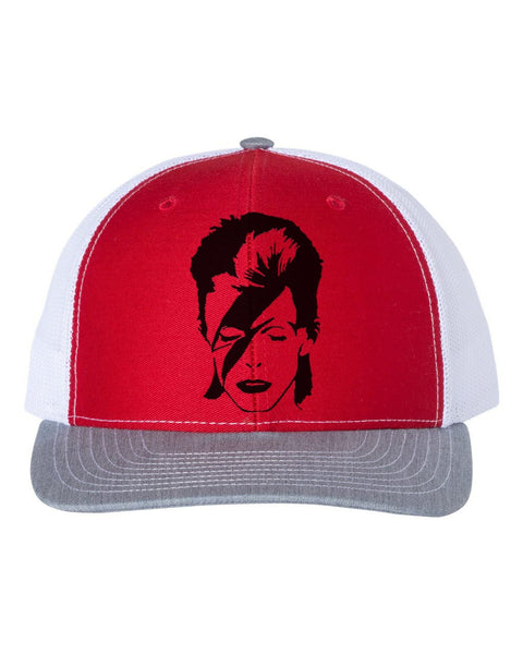 Ziggy Stardust Hat, Bowie, David Bowie Hat, 90's Punk Rock, Trucker Hat, Snapback, David Bowie Apparel, Bowie Hat, 10 Colors!, Black Text - Chase Me Tees LLC