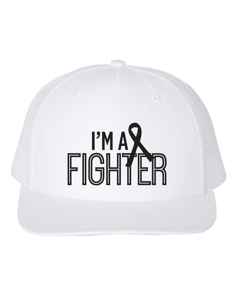 I'm A Fighter, Cancer Awareness Hat, Cancer Hat, Cancer Patient Hat, Cancer Fighter, Adjustable, Trucker Hat, 10 Colors!, White Text - Chase Me Tees LLC