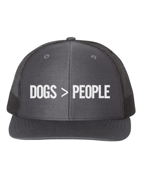 Dogs Over People, Dog Lover, Snapback, Trucker Hat, Dog Mom Hat, Dog Dad Hat, Adjustable, Dog Apparel, 10 Different Colors!, White Text - Chase Me Tees LLC