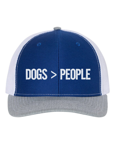 Dogs Over People, Dog Lover, Snapback, Trucker Hat, Dog Mom Hat, Dog Dad Hat, Adjustable, Dog Apparel, 10 Different Colors!, White Text - Chase Me Tees LLC
