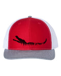 Alligator Hat, Grass Alligator, Alligator Apparel, Adjustable Snapback, Trucker Hat, Gator Hat, Gator Lover, Swamp Hat, Swamp, Black Text - Chase Me Tees LLC