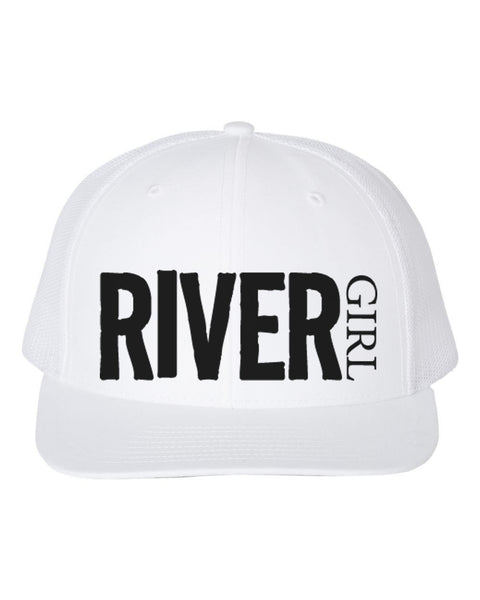 River Girl, River Girl Hat, Fishing Cap, Float Trip Hat, Snapback, Gift For Her, River Apparel, River Hat, Trucker Hat, Floating, White Text - Chase Me Tees LLC