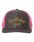 Birthday Hat, Birthday Girl Glitter, Birthday Girl Hat, Trucker Cap, Snapback, Gift For Her,  B-day Hat, Ladies B-day Hat, Adjustable, Bday - Chase Me Tees LLC