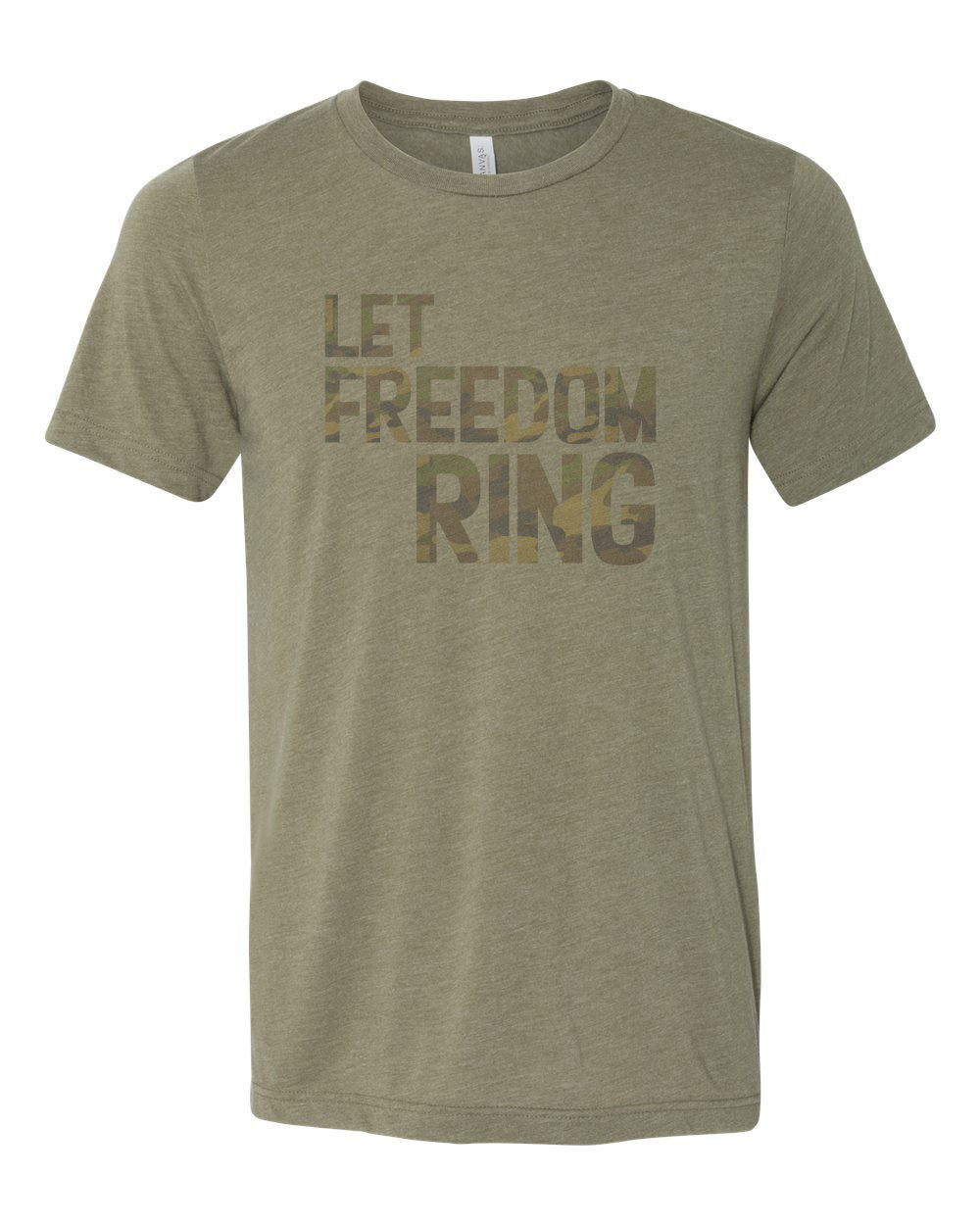 Camo Print, Let Freedom Ring, 4th Of July Tee, Unisex, Sublimation T, Camo Shirt, Independence Day, 4th Of July Shirt, Freedom, Soft Bella T - Chase Me Tees LLC