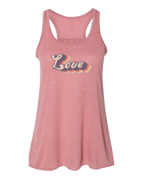 Racerback, LOVE, Retro Tank Top, Vintage Racerback, Soft Bella Canvas, Sublimation, Gift For Her, Vintage Tank, Ladies Top, 70's Tank, 80's - Chase Me Tees LLC