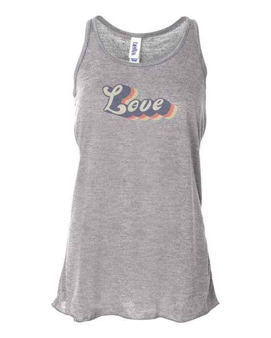 Racerback, LOVE, Retro Tank Top, Vintage Racerback, Soft Bella Canvas, Sublimation, Gift For Her, Vintage Tank, Ladies Top, 70's Tank, 80's - Chase Me Tees LLC