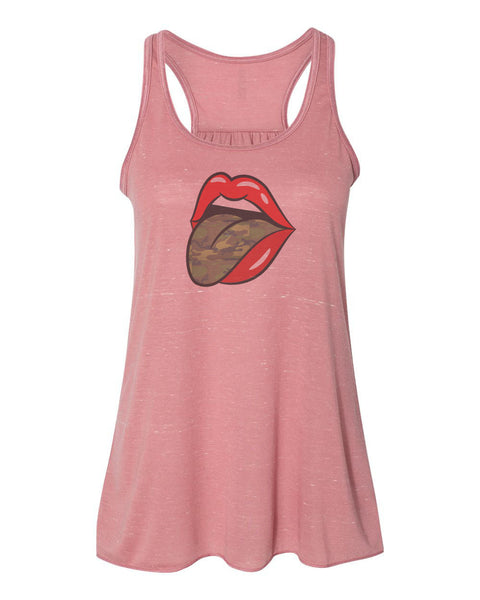 Racerback, Camo Tongue, Racerback Tank, Tongue, Bella Canvas, Sublimation, Tongue Out, Trendy Tops, Ladies, Gift For Her, Workout Clothes - Chase Me Tees LLC
