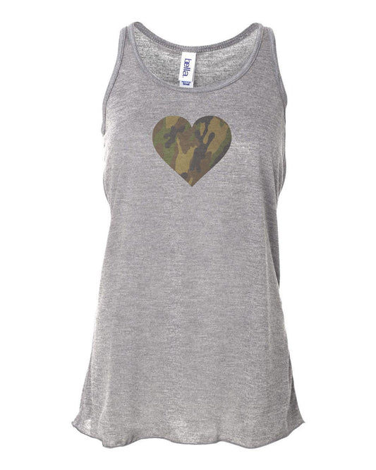 Racerback, Camo Heart, Camo Tank Top, I Love Camo, Fit, Workout Clothes, Soft Bella Canvas, Sublimation, Gift For Her, Racerback Tank Top - Chase Me Tees LLC